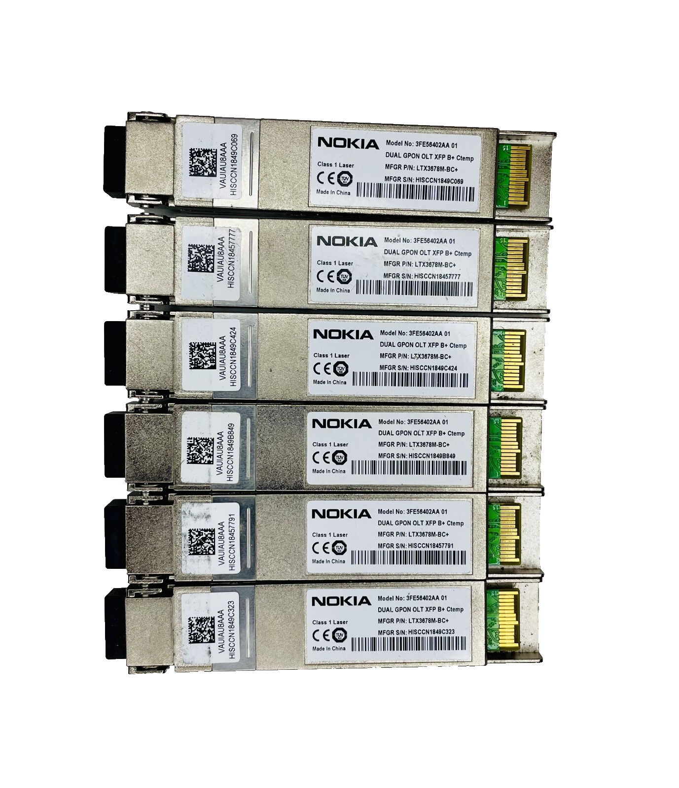 (Lot of 6) Nokia 3FE56402AA 01 Dual GPON OLT XFP B+ C-temp -Free Shipping