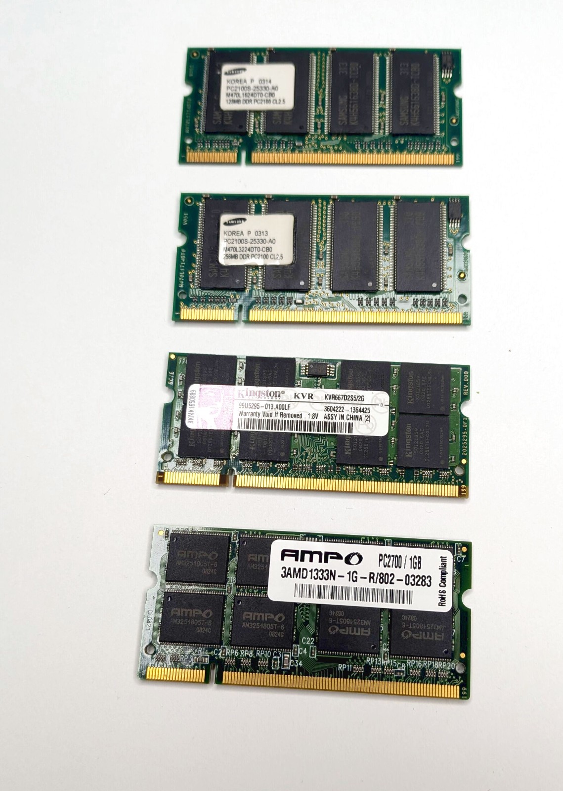 4x sticks of mixed Laptop RAM - Samsung AMPO Kingston - Tested / Work