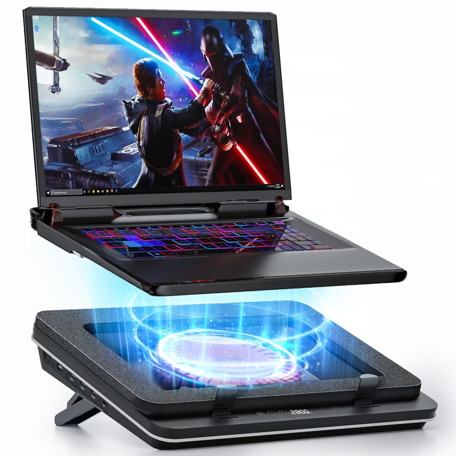 GT600 RGB 14.1-19.3" Laptop Cooling Pad Turbo-Fan 5.5" Diameter