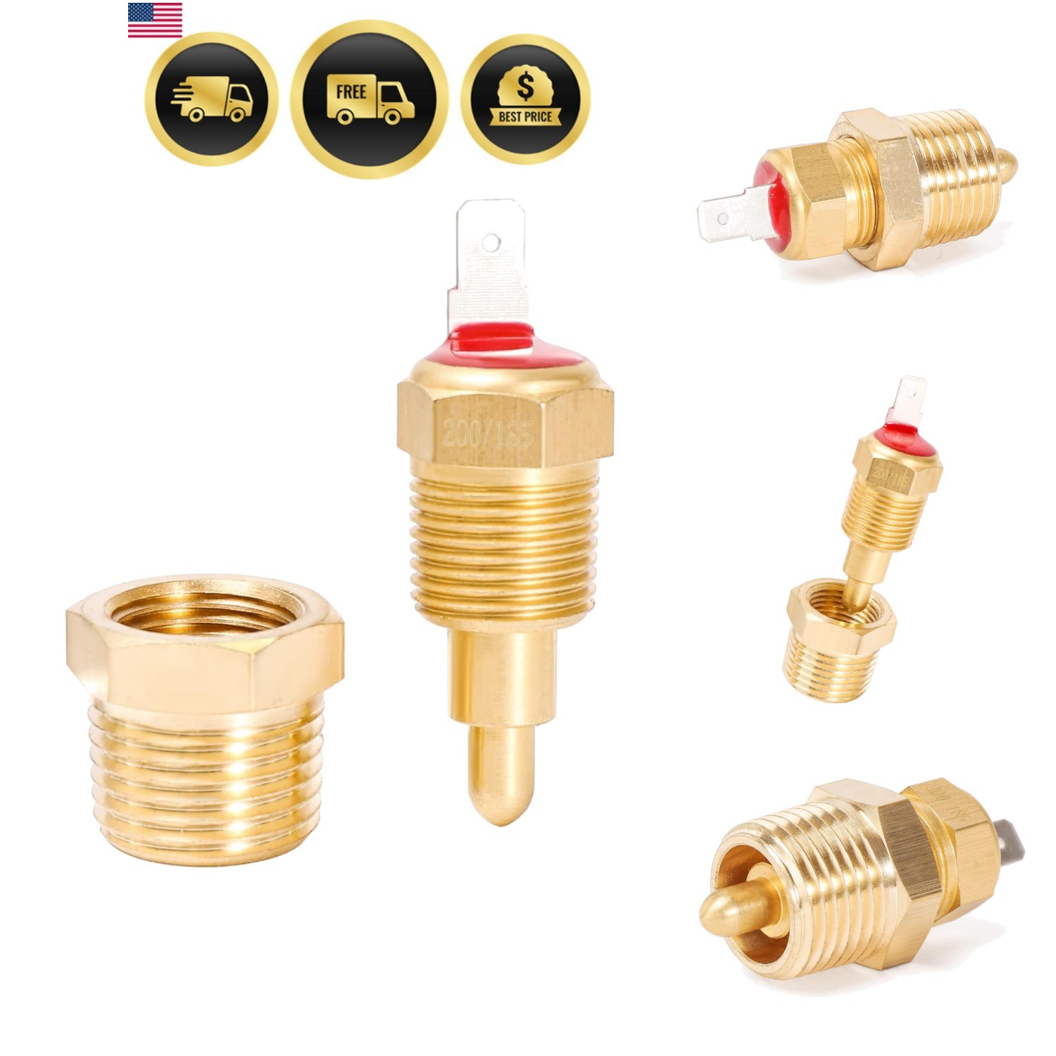Fan Temperature Switch 200°F On 185°F Off, 3/8" NPT Thread