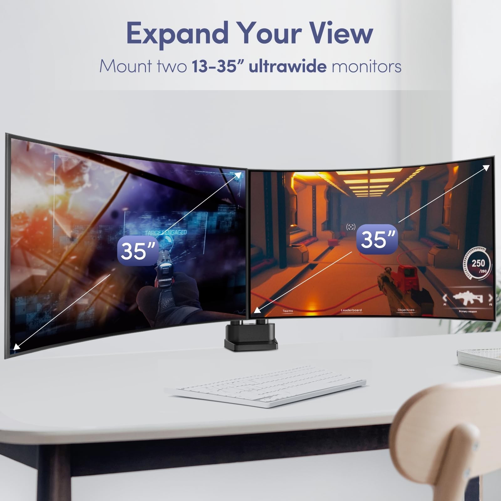 Heavy Duty Dual Monitor Mount Full Motion Desk Stand Arm Fits 13-35" Screens