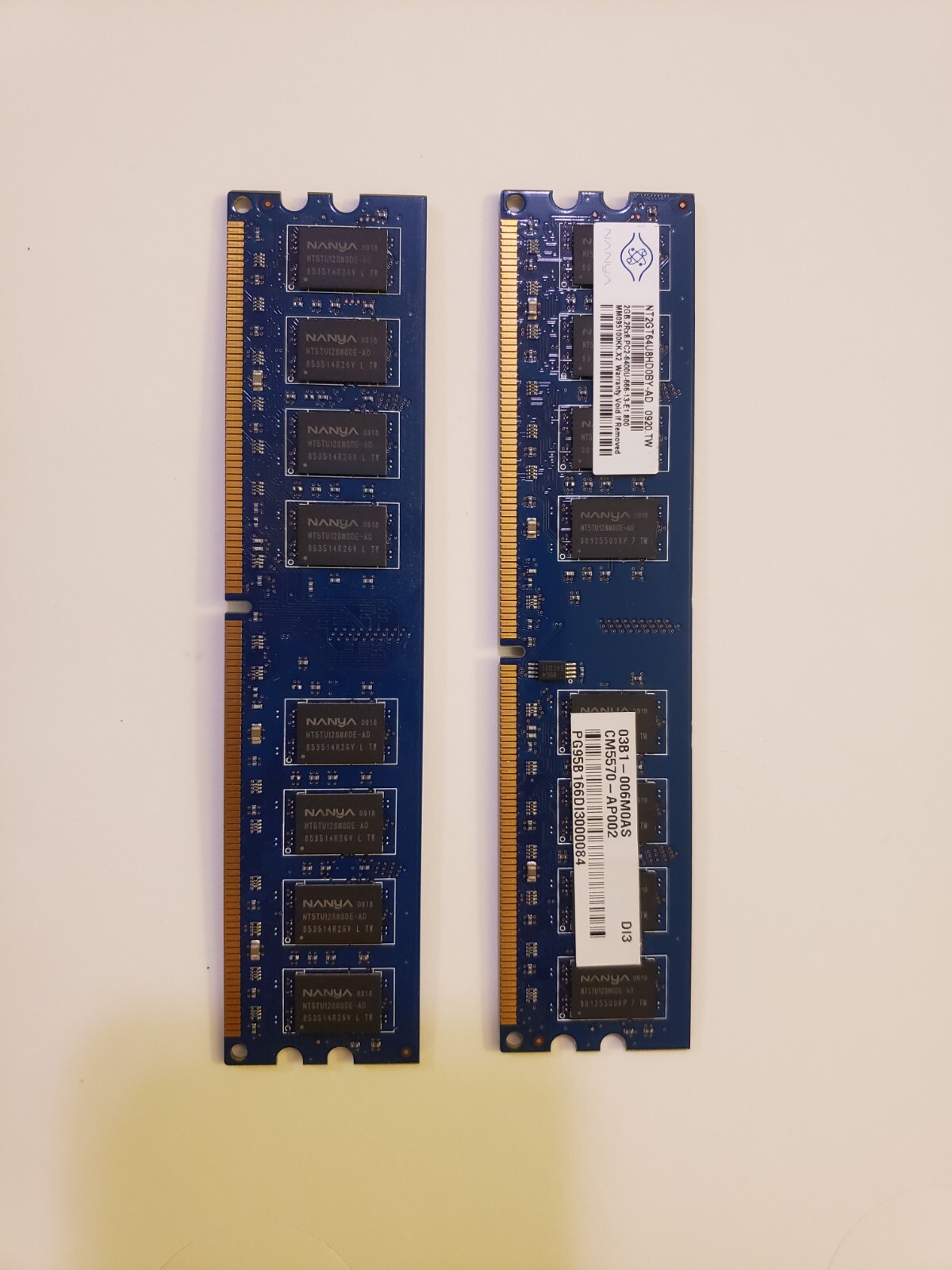 Nanya PC2-6400 4 GB 2x2 GB UDIMM 800 MHz PC2-6400 DDR2 Memory NT2GT64U8HD0BYAD