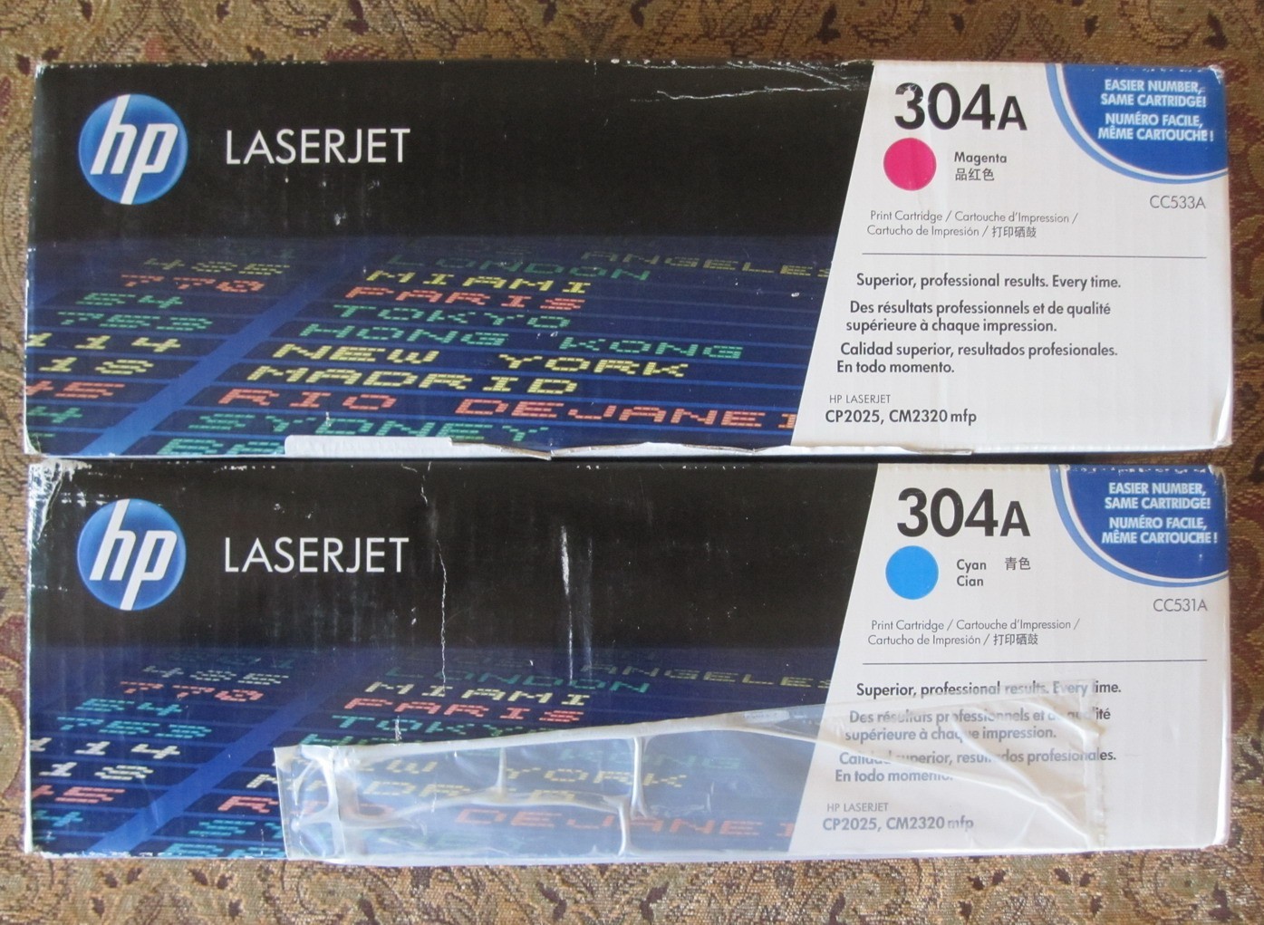 GENUINE HP LASERJET  304A MAGENTA + CYAN TONER #CC531A CC533A NIB 