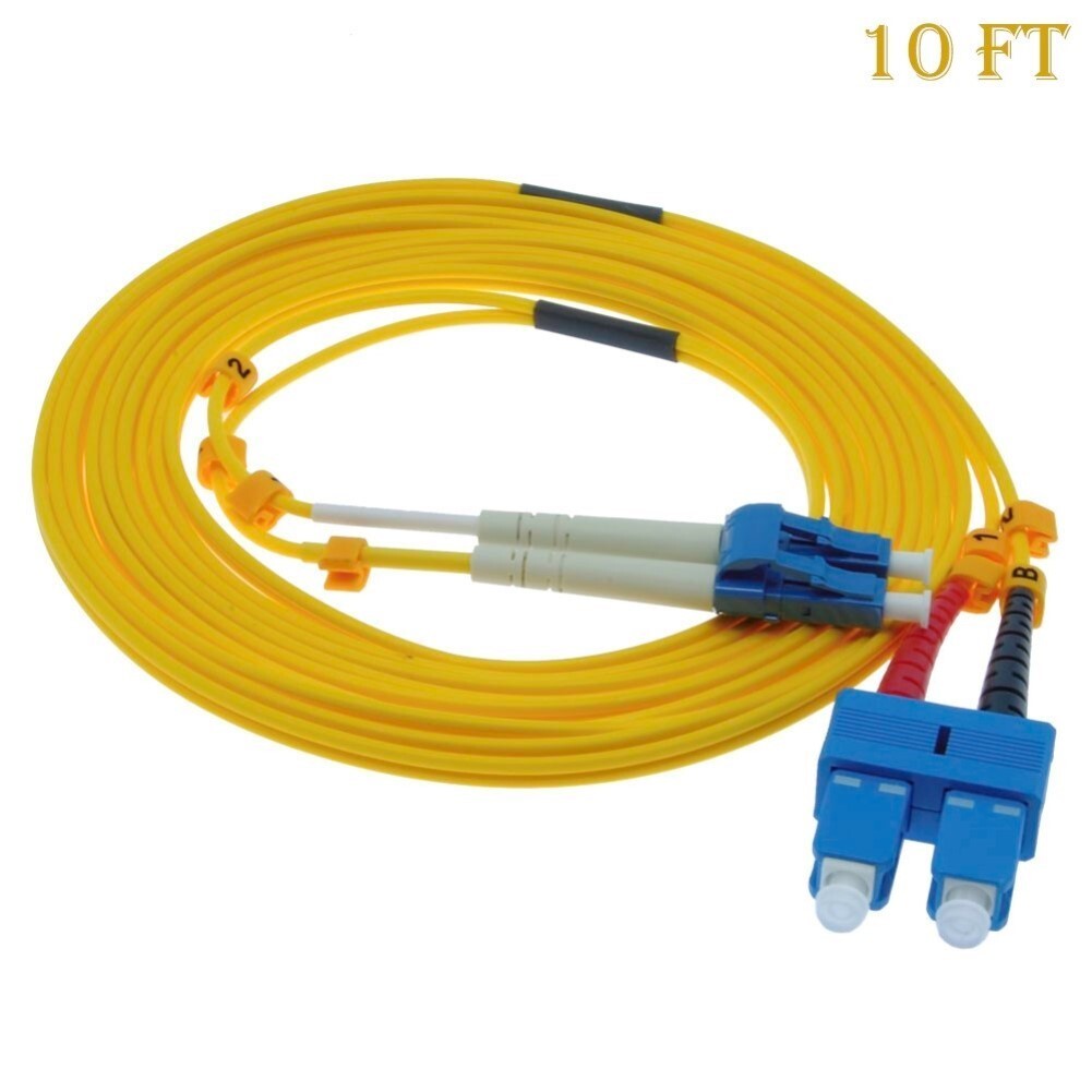 3m 10FT LC-SC Fiber Optic Cable Duplex Singlemode 9/125 Optical Network Cord 