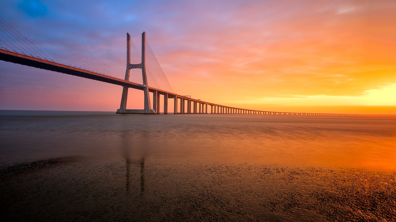 Landscape nature bridge portugal lisbon vasco da Custom Gaming Mat Desk