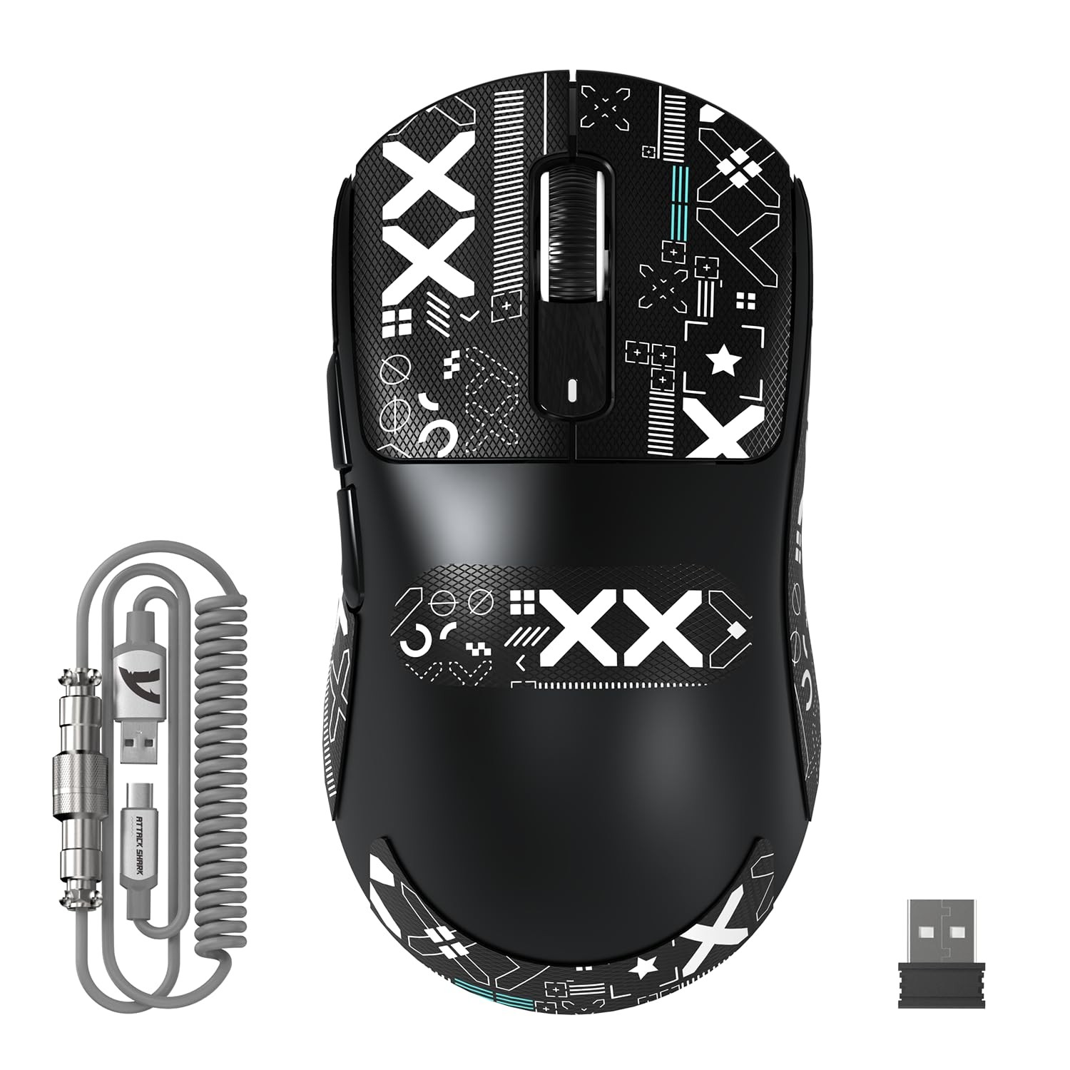 ATTACK SHARK X3MAX Wireless Gaming Mouse Black Mouse and Anti-slip Sticker
