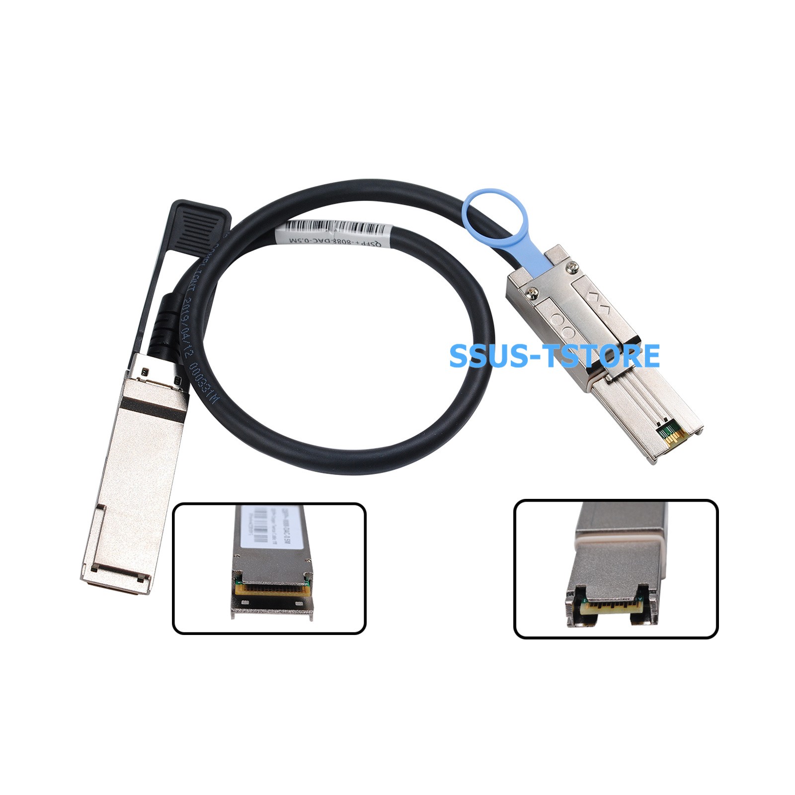 QSFP (SFF-8436) to MiniSAS SFF-8088 DDR Hybrid SAS Cable 100-Ohm 0.5~1 M