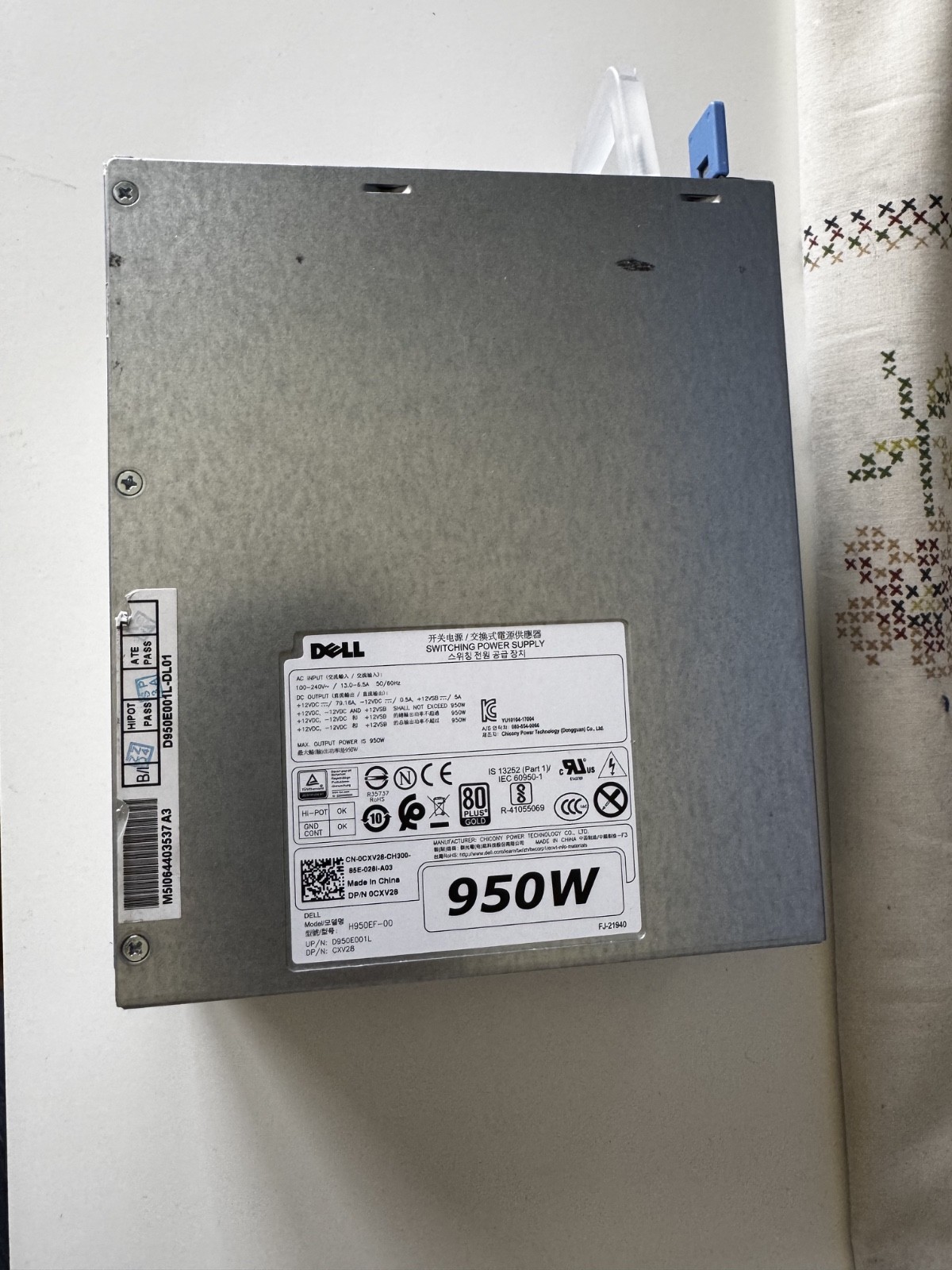 Dell 950W 80+ Gold Power Supply DP/N 0CXV28 CXV28 H950EF-00 D950E001L