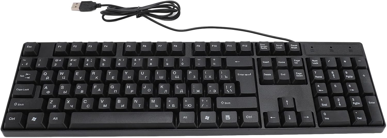 USB Wired Minority Language Keyboard (Russian, English), 104 Keys 1.5m Black 