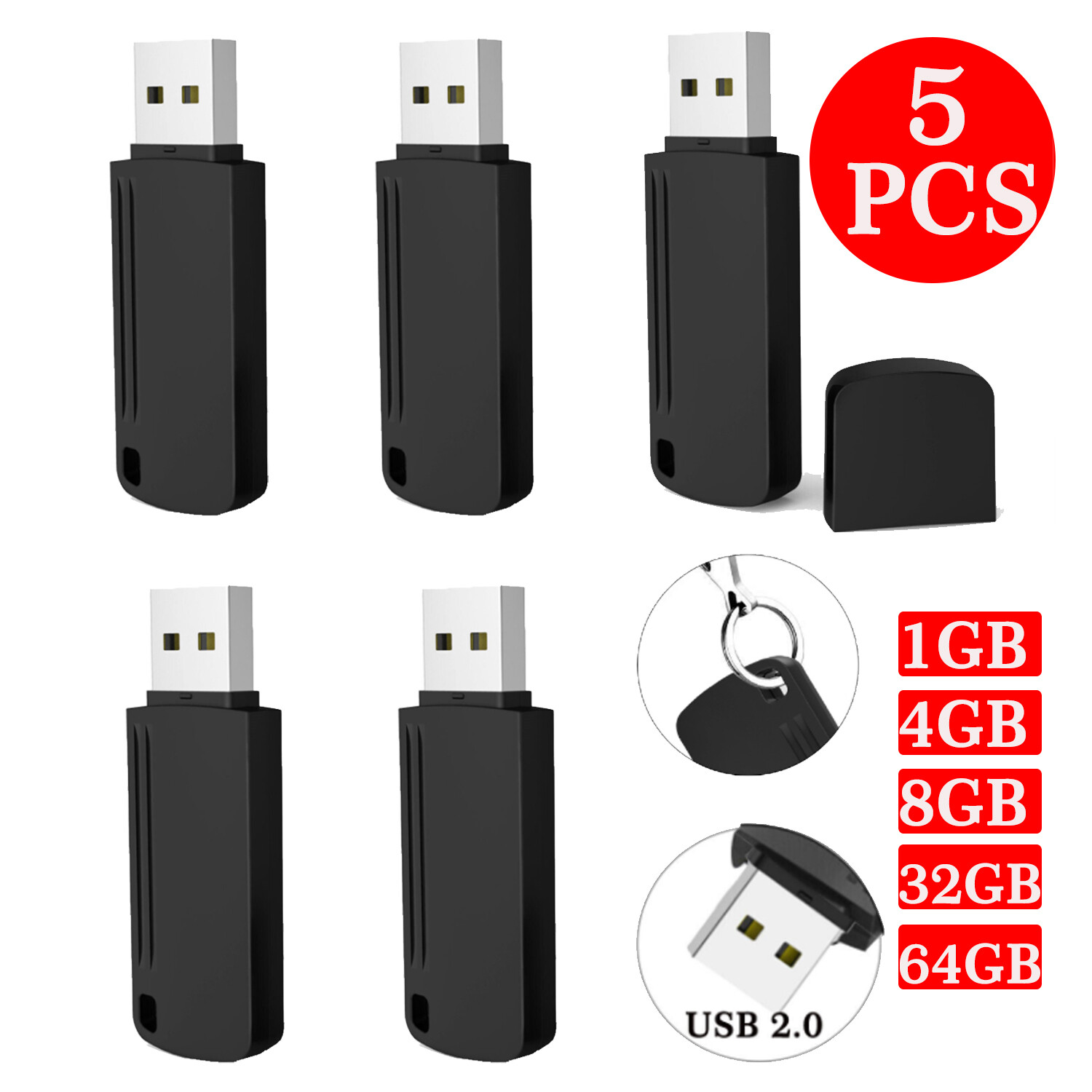 5PCS 8GB 16GB 32GB USB 2.0 Flash Drive Storage Memory Stick Data Pen Drive