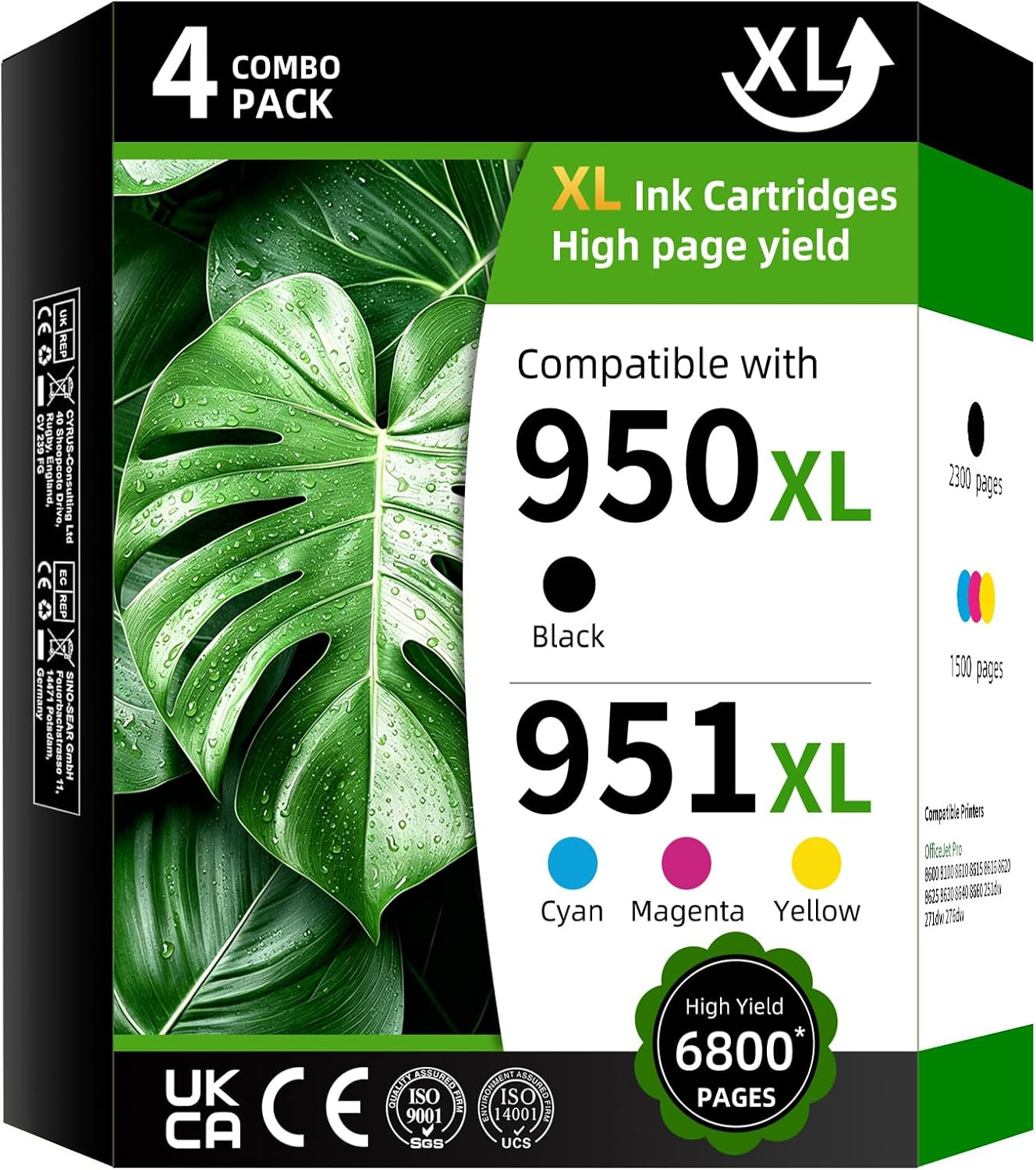 950XL/951XL High Yield INK Cartridge Replacement for HP950XL/951XL HP950/951 950
