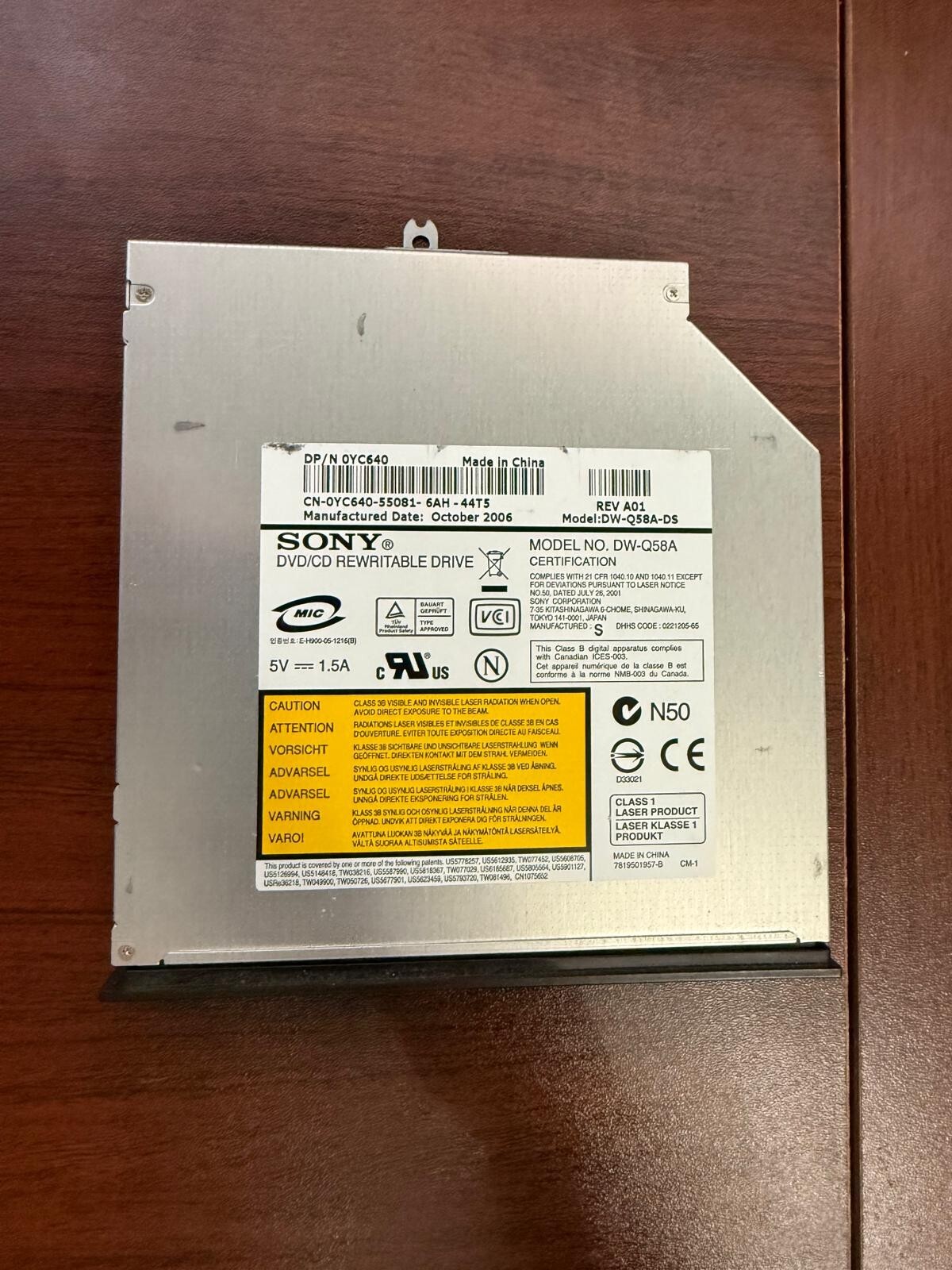 LTDVD0007 - Sony DW-Q58A DVD-RW CD-RW ODD Optical Drive 0YC640 YC640