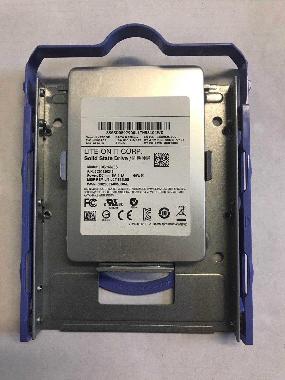 Lite-on 256GB SATA 2.5" SSD Solid State Drive LCS-256L9S-11 Caddy Dell