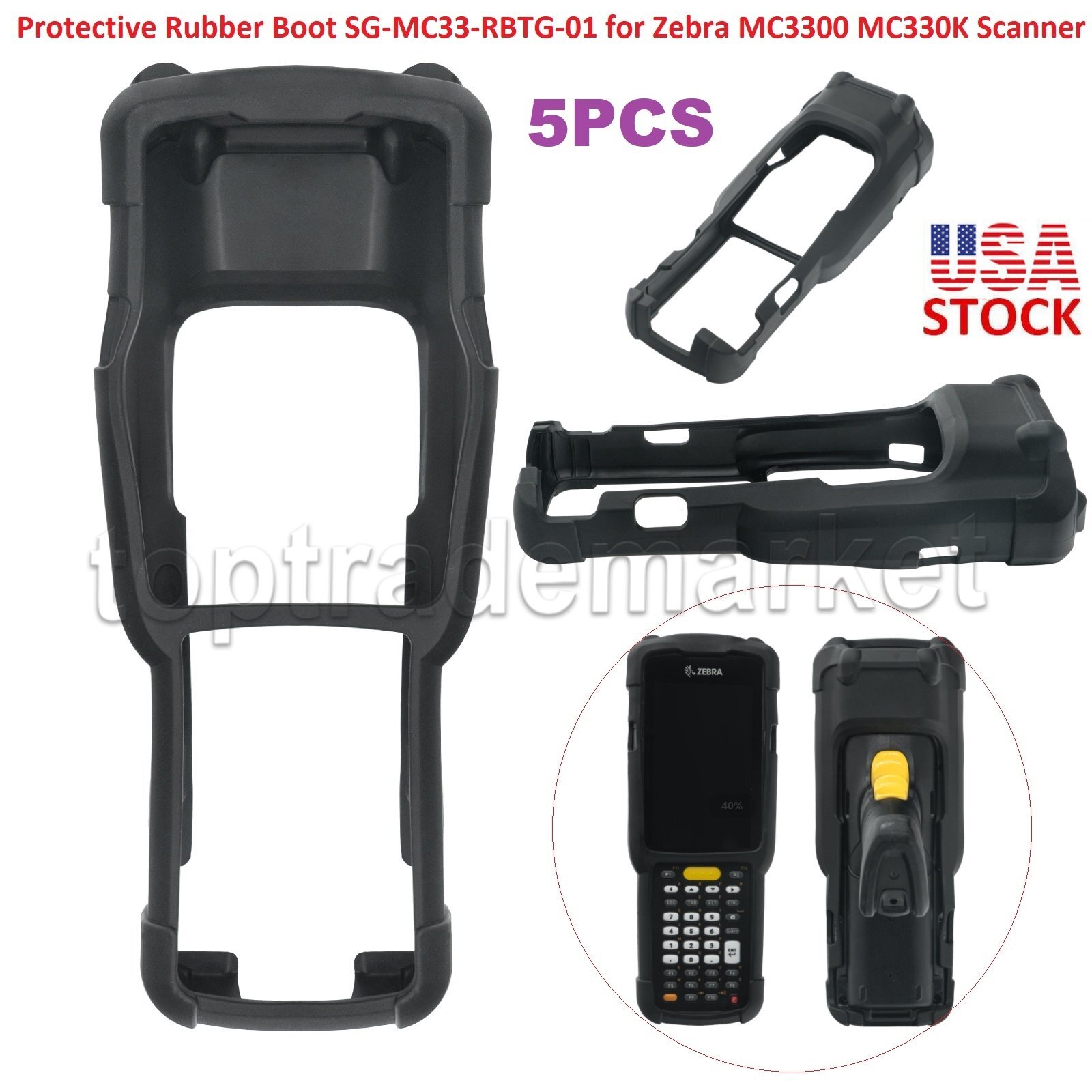 5PCS Protective Rubber Cover SG-MC33-RBTG-01 for Zebra MC3300 MC330K Scanner US