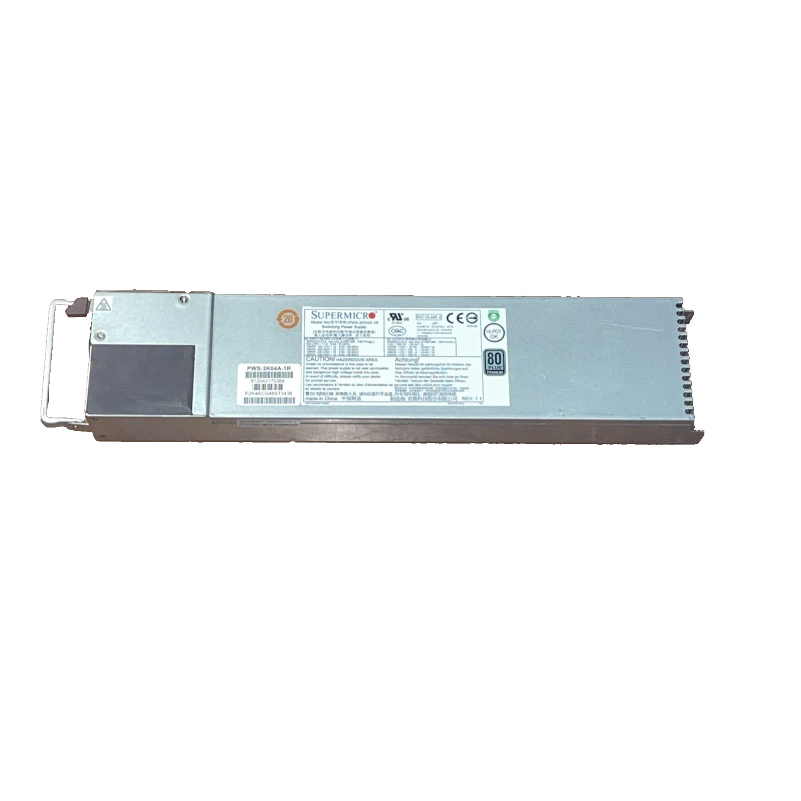 Power Supply PSU Supermicro PWS-2K04A-1R 2000W 1U Redundant Power Supply