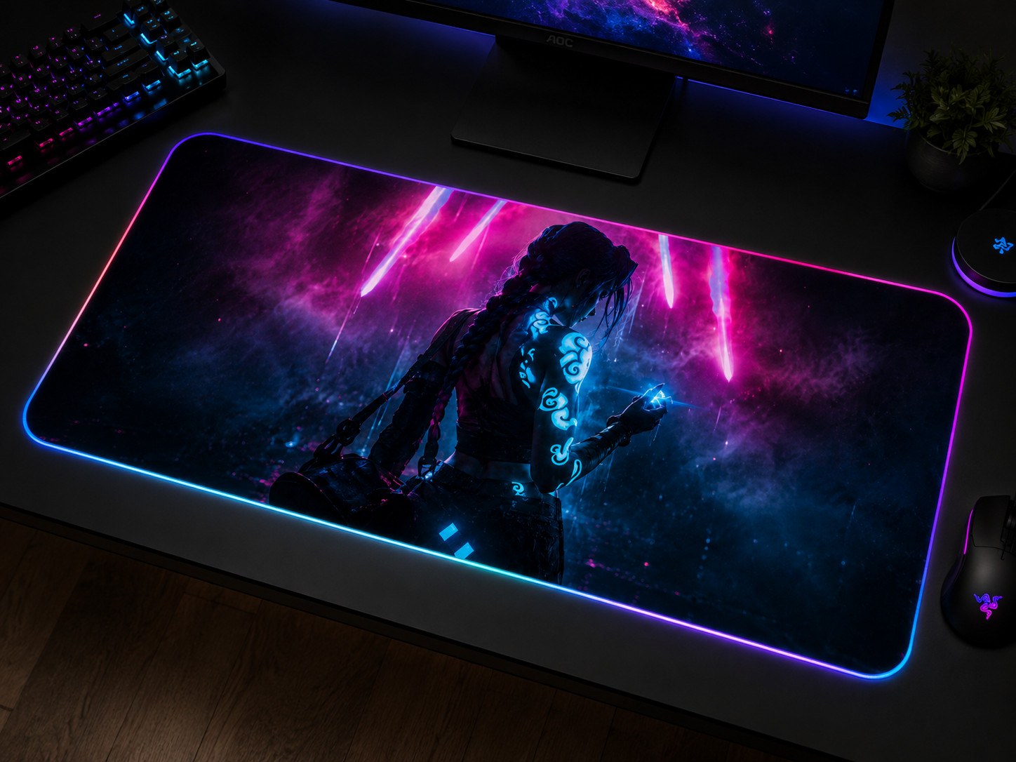 RGB Jinx Arcane Mouse Pad, XXL Gaming Mat, league of legends, Arcane vi ekko