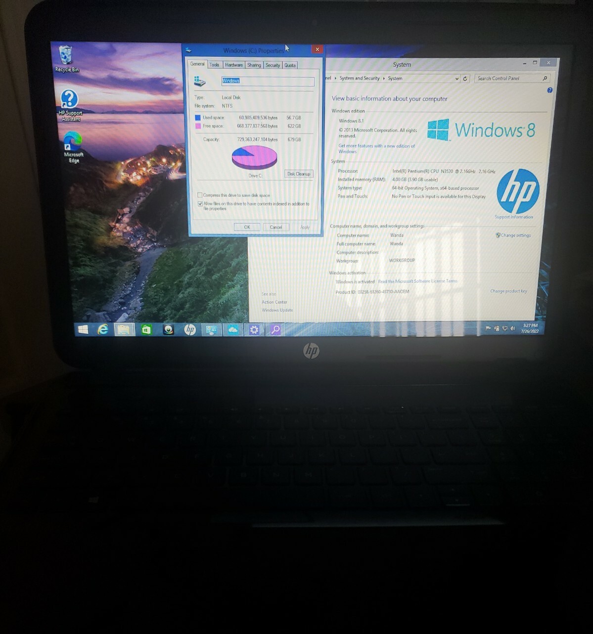 HP Pavilion 15-d035dx 15.6in. 750GB, Intel Pentium, 2.16GHz, 4GB) Notebook 