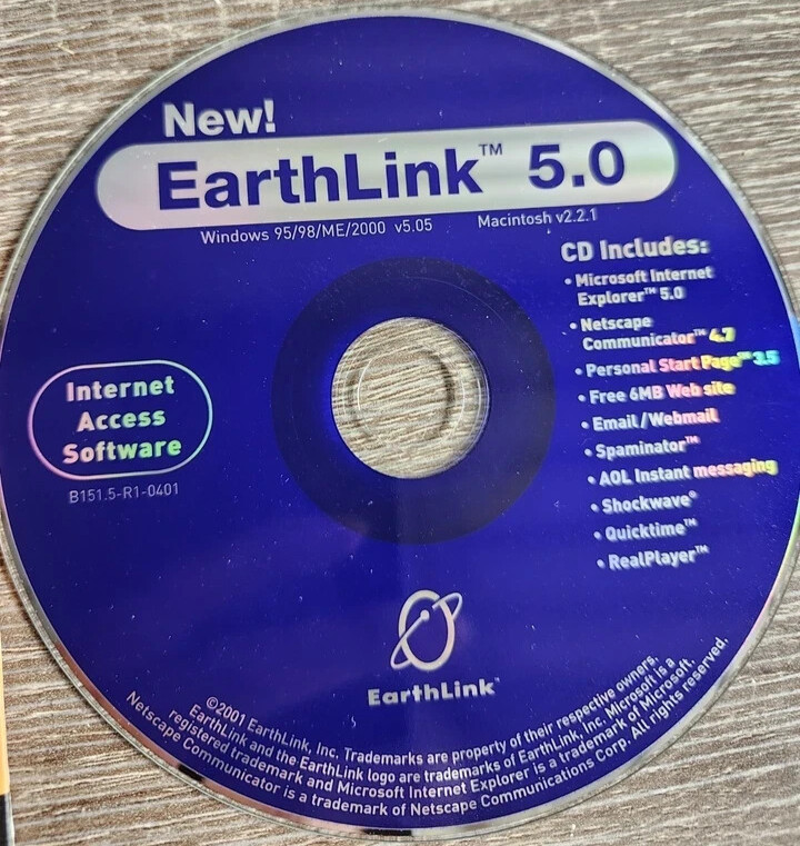 Vintage 2001 Earthlink 5.0 Internet Access Software CD FREE US SHIP