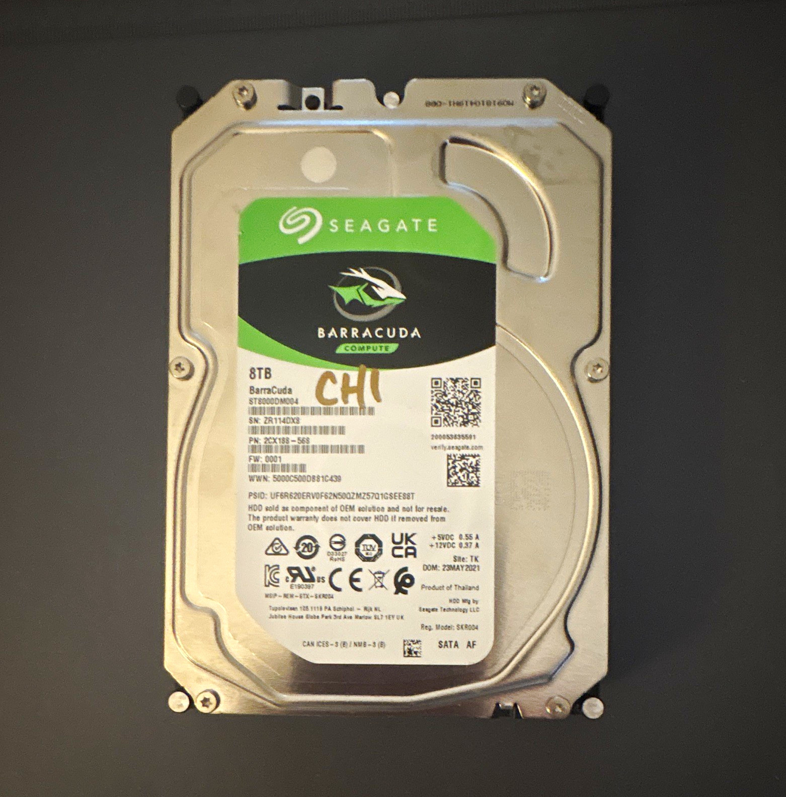 Seagate BarraCuda Compute 8TB 3.5in SATA Internal HDD 5400RPM 256MB ST8000DM004