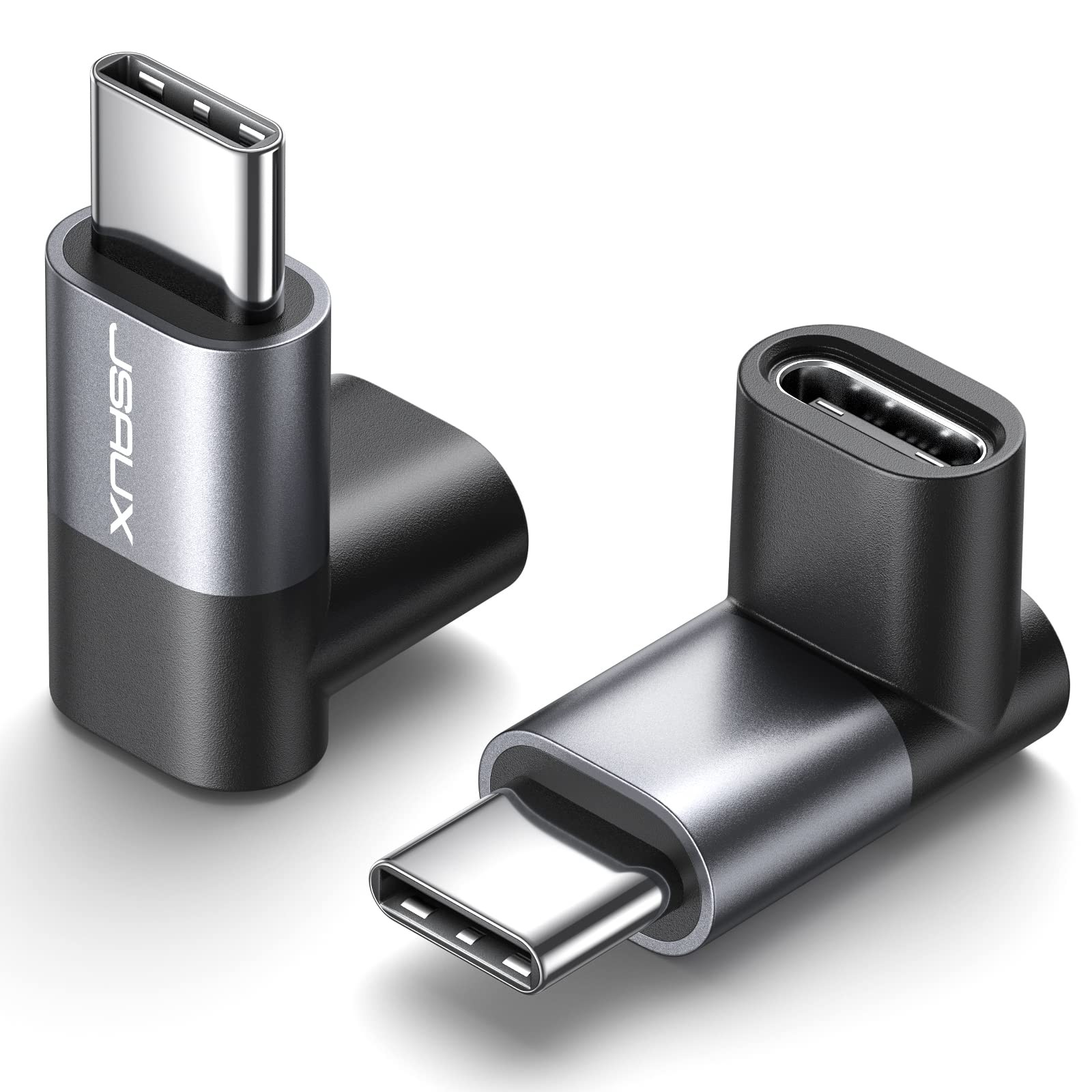 90 Degree USB C to USB C Adapter 2Pack, 100W 40Gbps, Gray