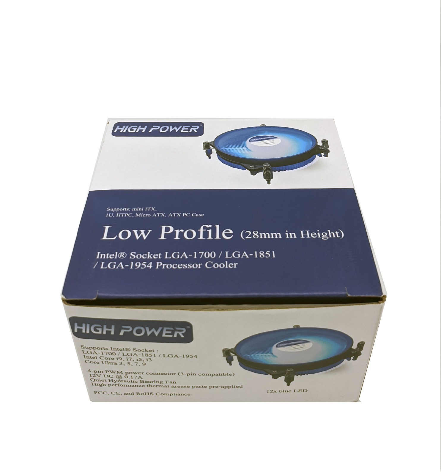 HIGH POWER® Low Profile Intel Socket LGA-1700-LED for i7/i5/i3/i9 CPU Cooler Fan