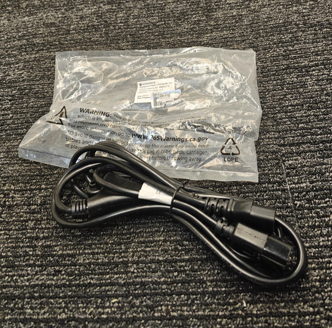 (QTY 5) Monoprice 27313 6ft 18AWG Power Extension Cord Splitter Cable, 10A