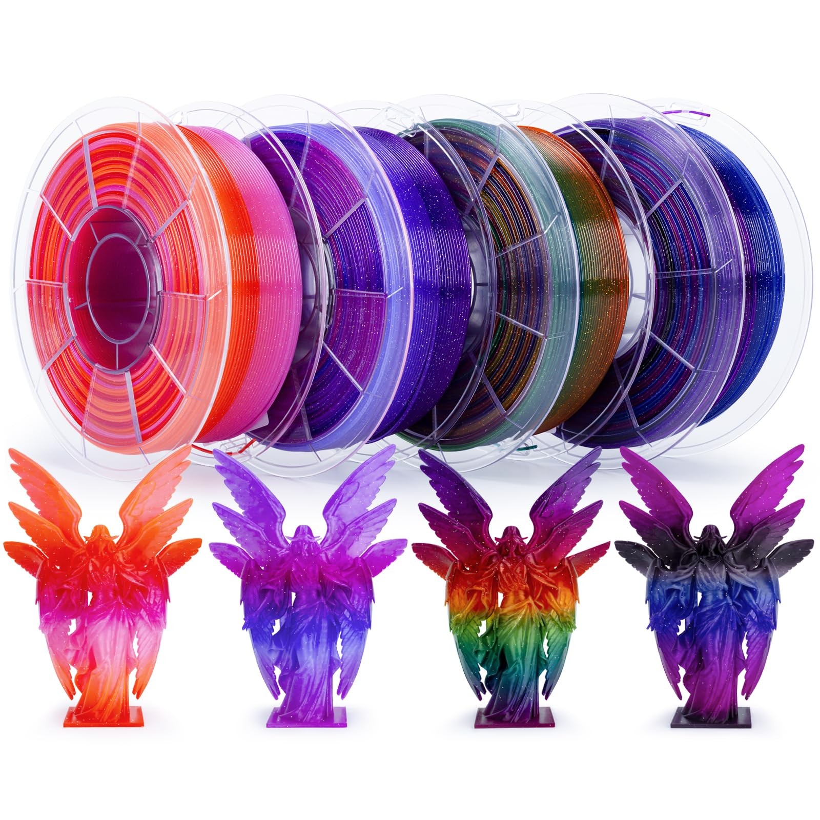ZIRO Twnkle Fast Color Gradient PLA 4 Pack, Galaxy Effect 1KG X 4 PLA