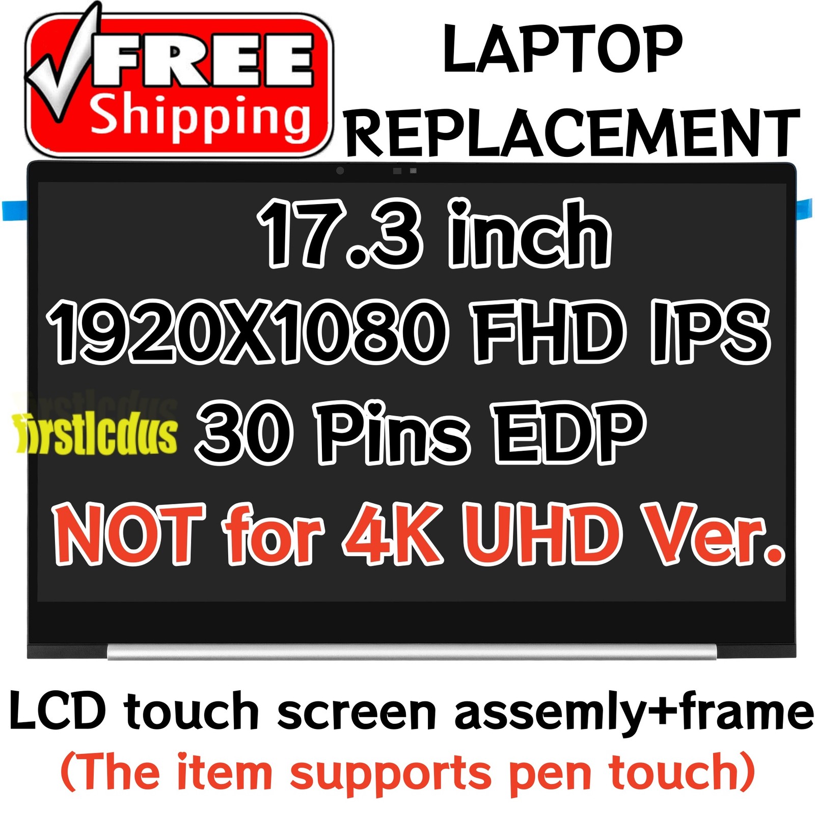 17.3" FHD For HP Envy 17-DA000 17T-DA000 N87242-001 LCD Touch Screen Replacement
