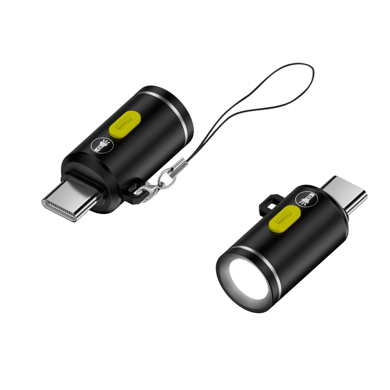 2pcs Mini Flashlight USB C LED 210 Lumens Portable Night Light Phone Power Bank
