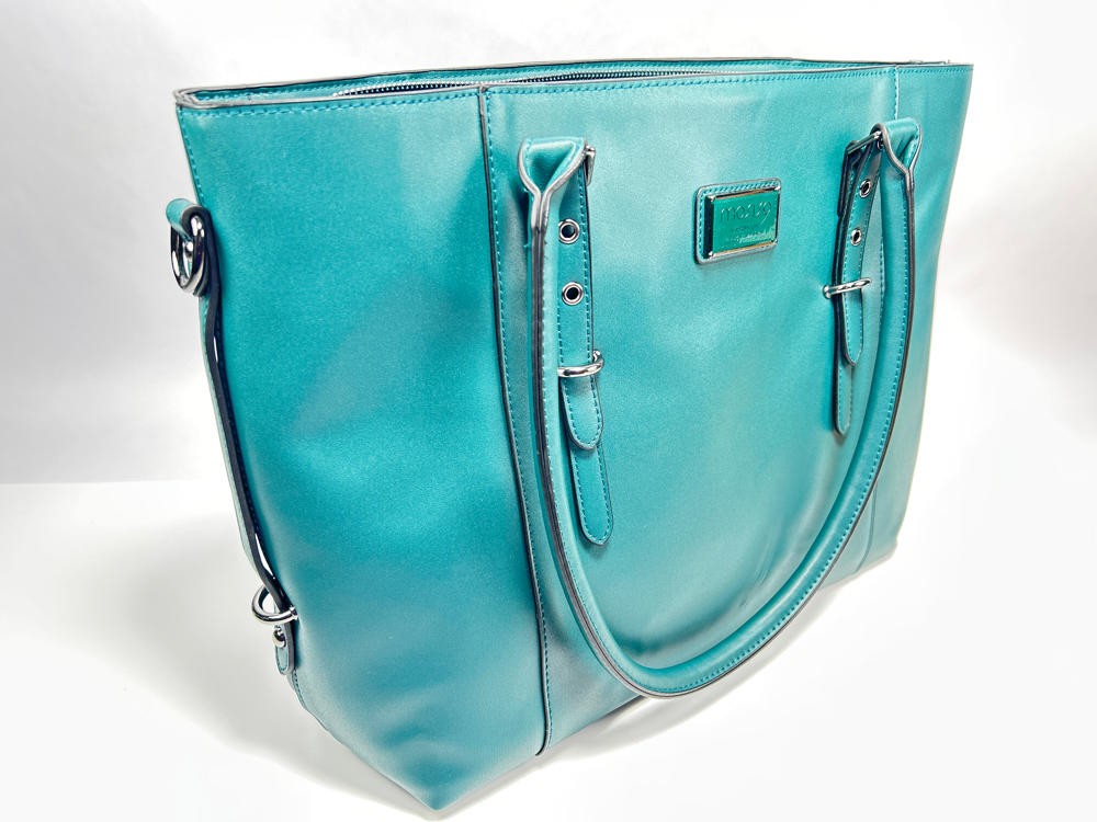 MOSISO 15.6in Laptop Tote Bag Waterproof PU Leather Deep Teal