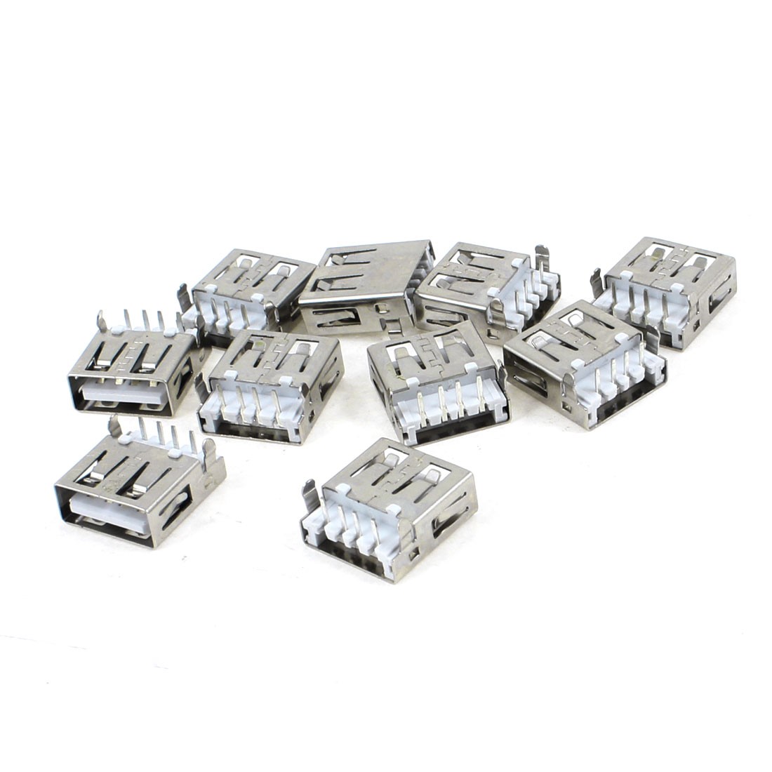 10 Pcs Single USB 2.0 Type A Right Angle 4-Pin DIP Female Jack Socket