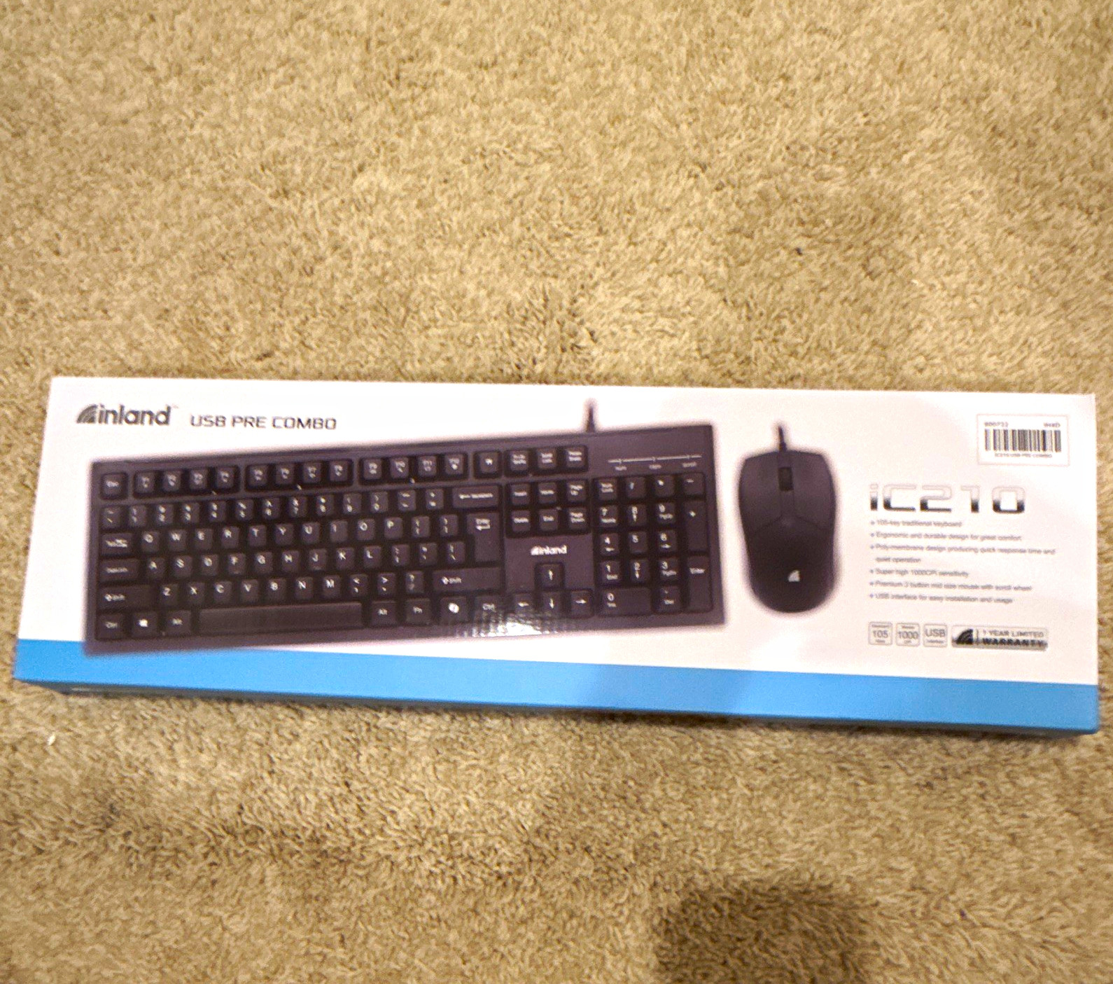 Inland iC210 USB Wired Keyboard & Mouse Combo QWERTY Plug & Play Black