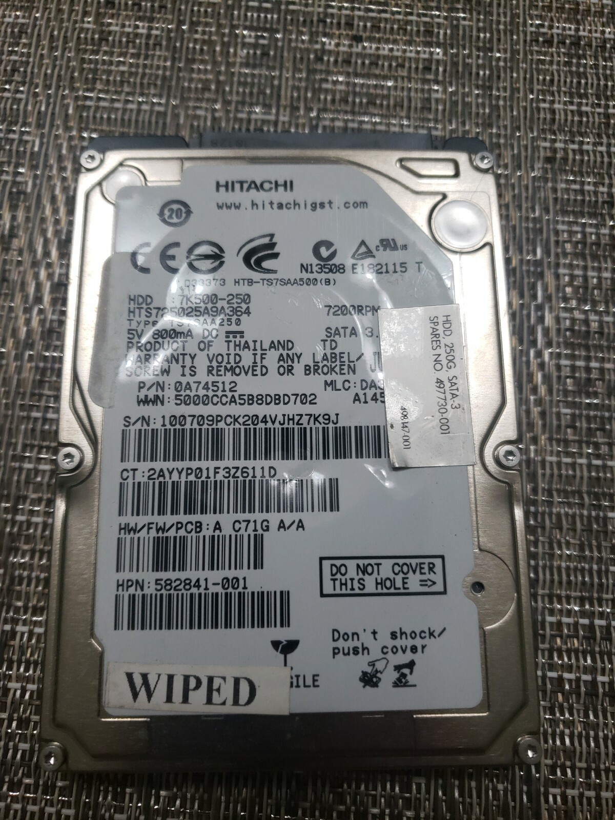 Hitachi 7K500-250 SATA 3.0Gb/s HTS725025a9a364 250GB