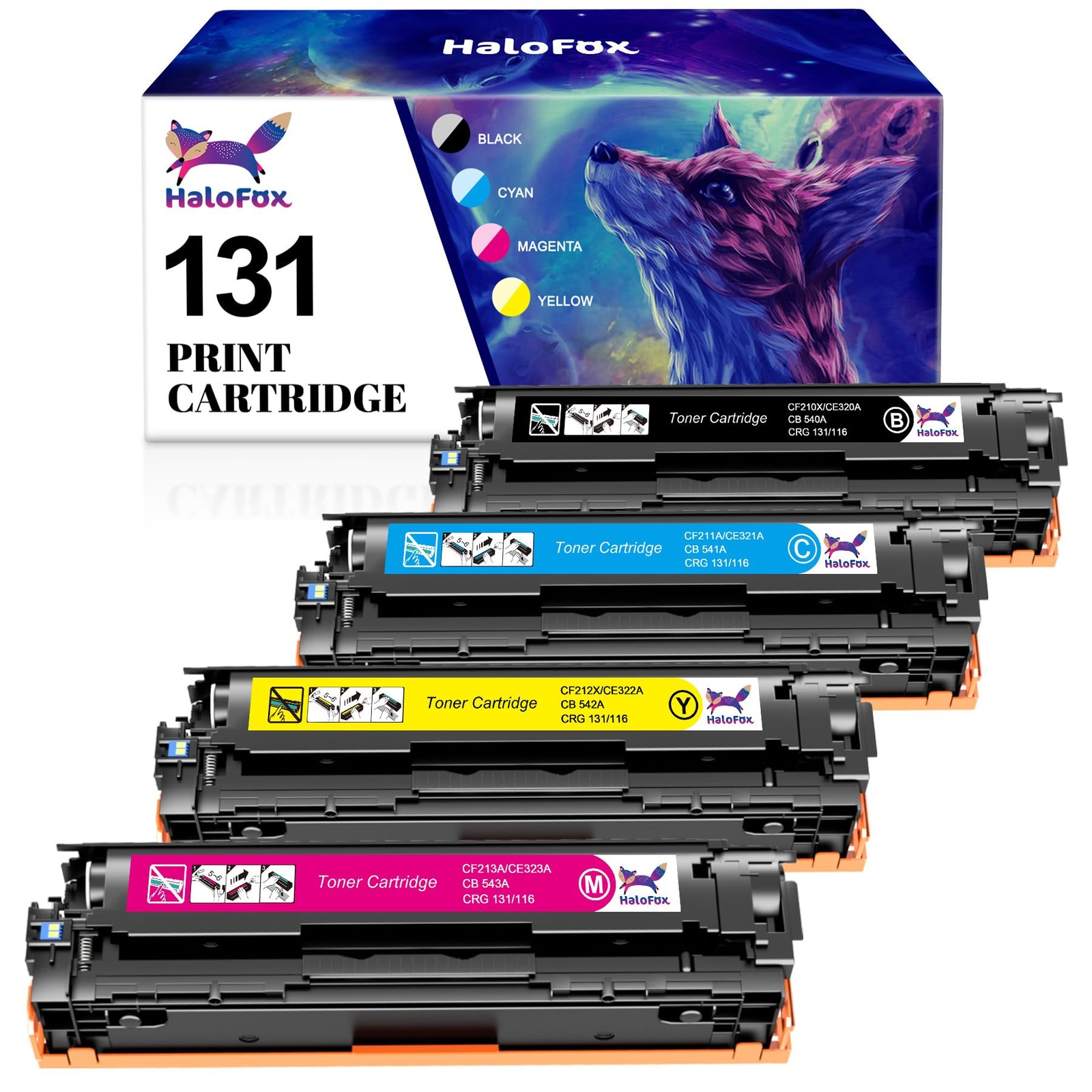 HaloFox Compatible Toner for Canon 131 131H imageClass LBP7110CW 4 Pack
