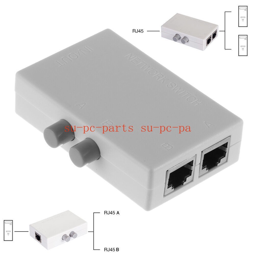2 Ports 1x2 or 2x1 RJ45 Network Ethernet Manual AB Sharing Selector Switch Box