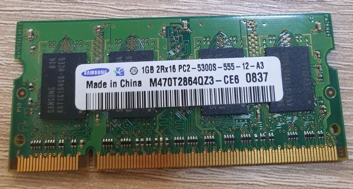 Samsung 1GB RAM | 2Rx16 PC2-5300S | 555-12-A3 | DDR2 SO-DIMM