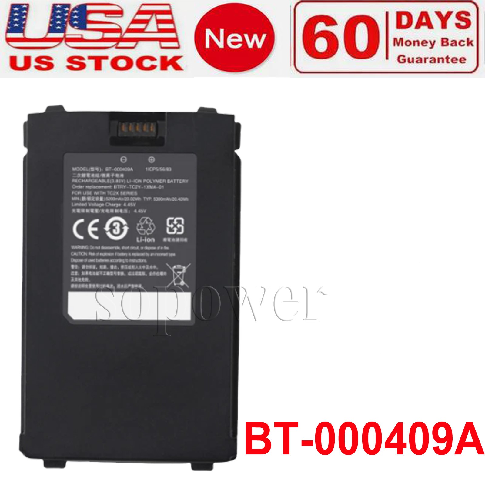 BT-000409A New For Zebra TC21 TC26 Scanner Battery 3300mAh BTRY-TC2X-1XMA1-01