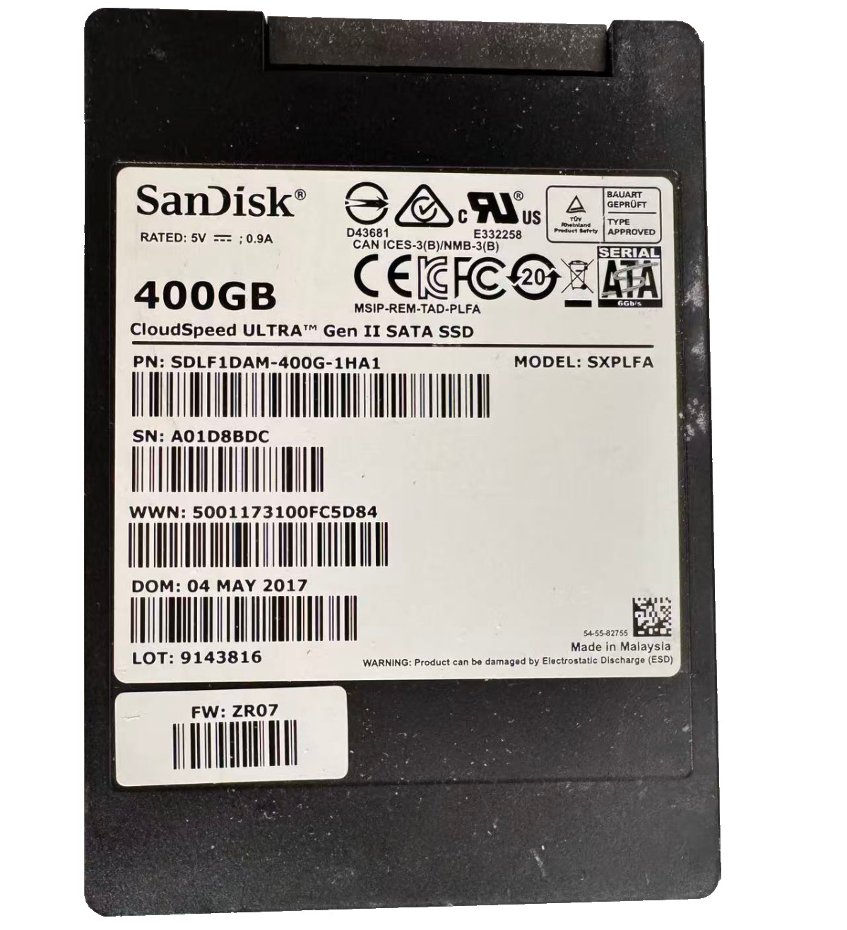 SanDisk 400GB CloudSpeed Ultra Gen1 SATA 6Gb/s 2.5" Enterprise SSD MLC