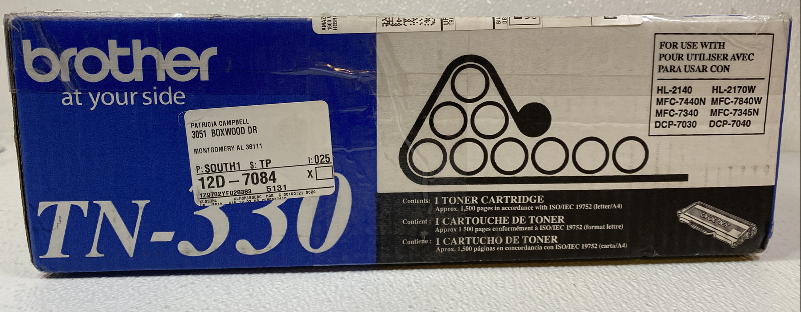 Brother Genuine OEM TN-330 Toner Cartridge Black New