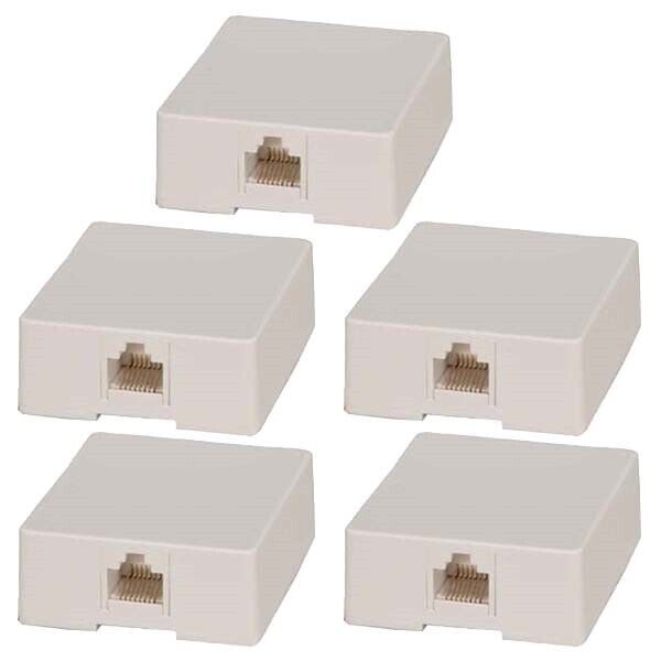 5x 1 port 8P8C RJ45 Cat5e Cat6 Network Cable Wall Surface Mount Box Adhesive