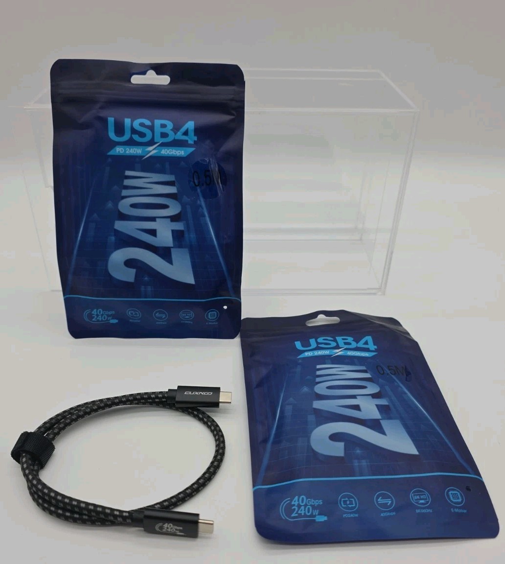 Data Cable USB4 USB-C 8K@60Hz 40Gbps PD240W UHD Video .5M 2 PACK New