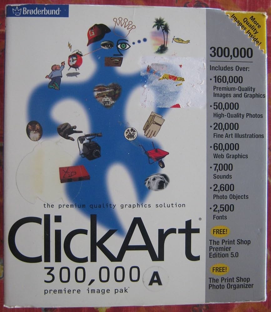 Clickart 300,000 Premiere Image Pak 20 CD Set Software + Book by Broderbund