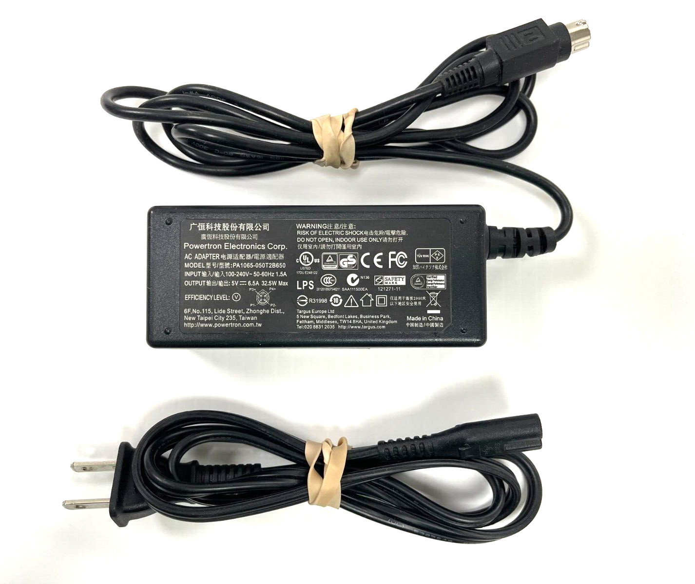 Genuine Powertron Electronics Corp 32.5W PA1065-050T2B650  5V  6.5A 4 Pin