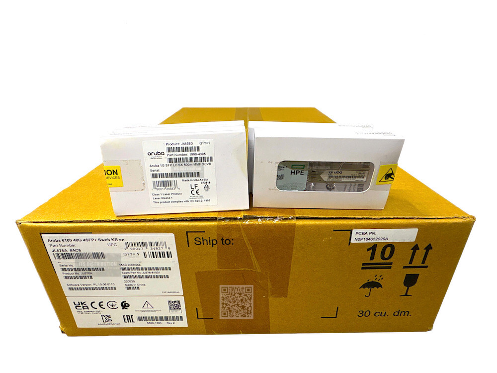 JL676A I HPE Aruba 6100 48G 4SFP+ Switch + 4x J4858D BRAND NEW SEALED