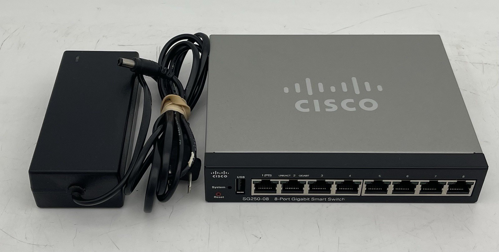 Cisco SG250-08 8-Port Gigabit Smart Switch w/ AC Adapter