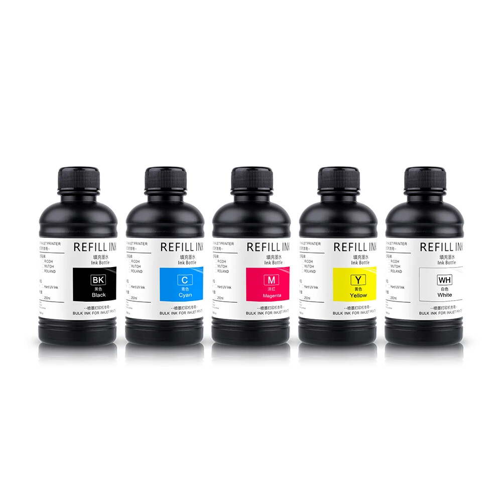 6*250ML Taiwan Ploter A3 CMYKWV Curable Warnish I 3200 and Foil Uv Dtf Printer