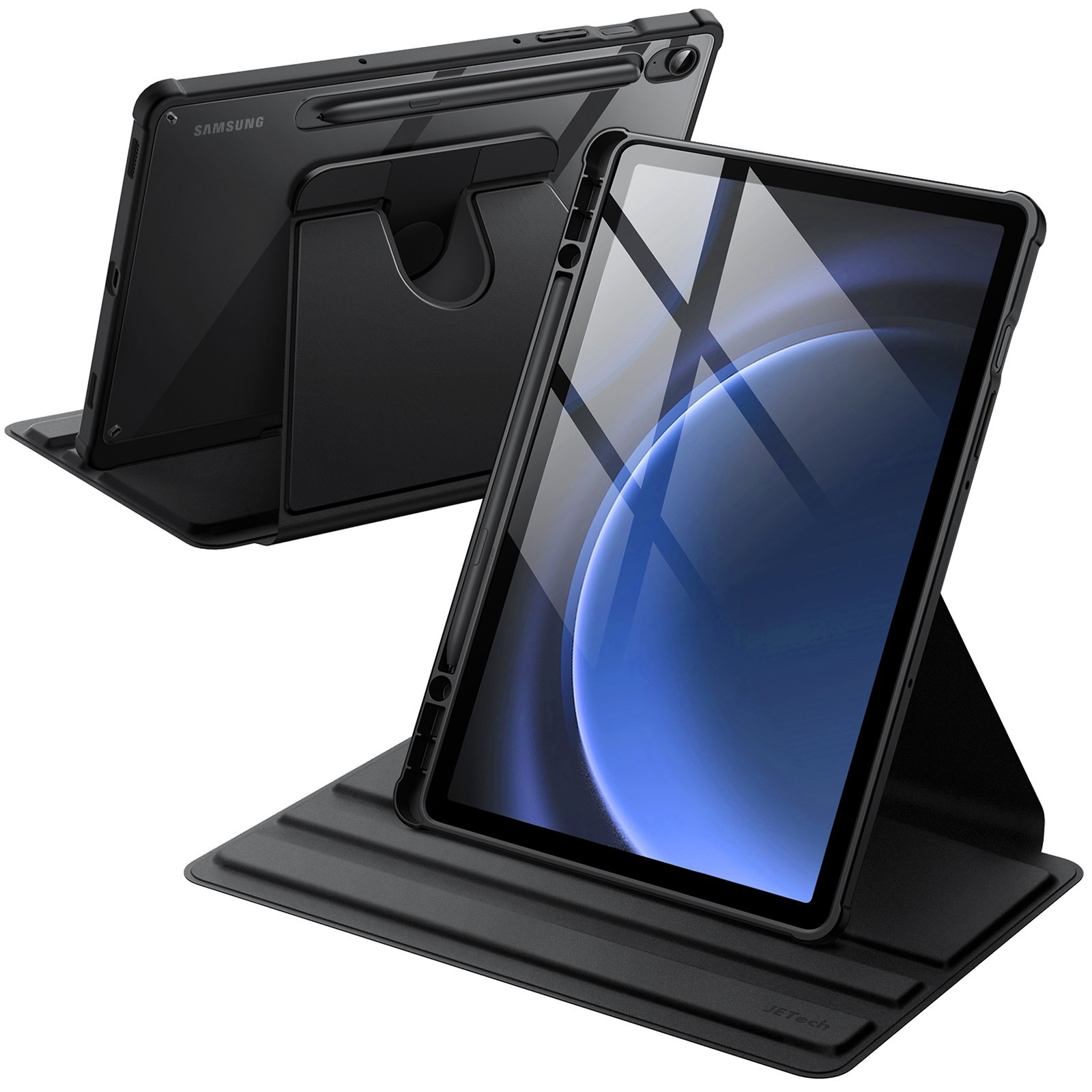 JETech Rotating Case for Samsung Galaxy Tab S10 Lite / S10 FE / S9 FE / S9