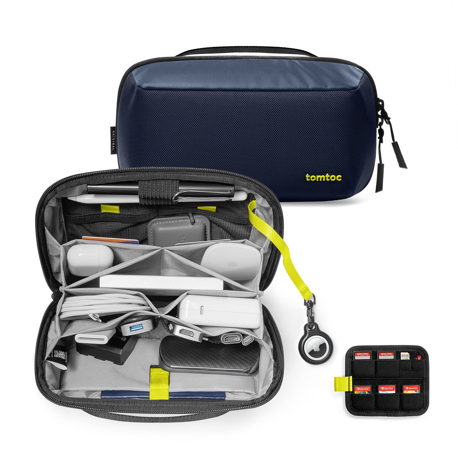 tomtoc Electronic Organizer Accessory Tech Pouch for MacBook M, Navy Blue