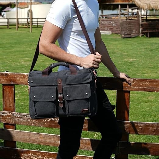 Boasha Stylish 17 inch Canvas Laptop Bag Messenger Bag