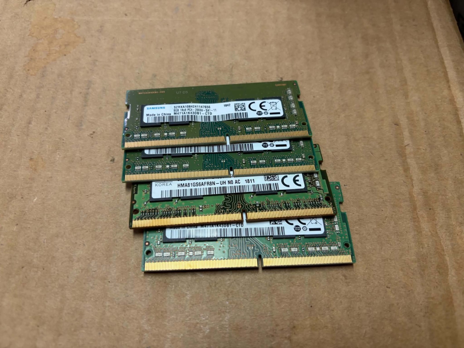 Lot of 4 8GB DDR4 Laptop RAM SO-DIMM Samsung SK Hynix 32GB PC4-2400 2666